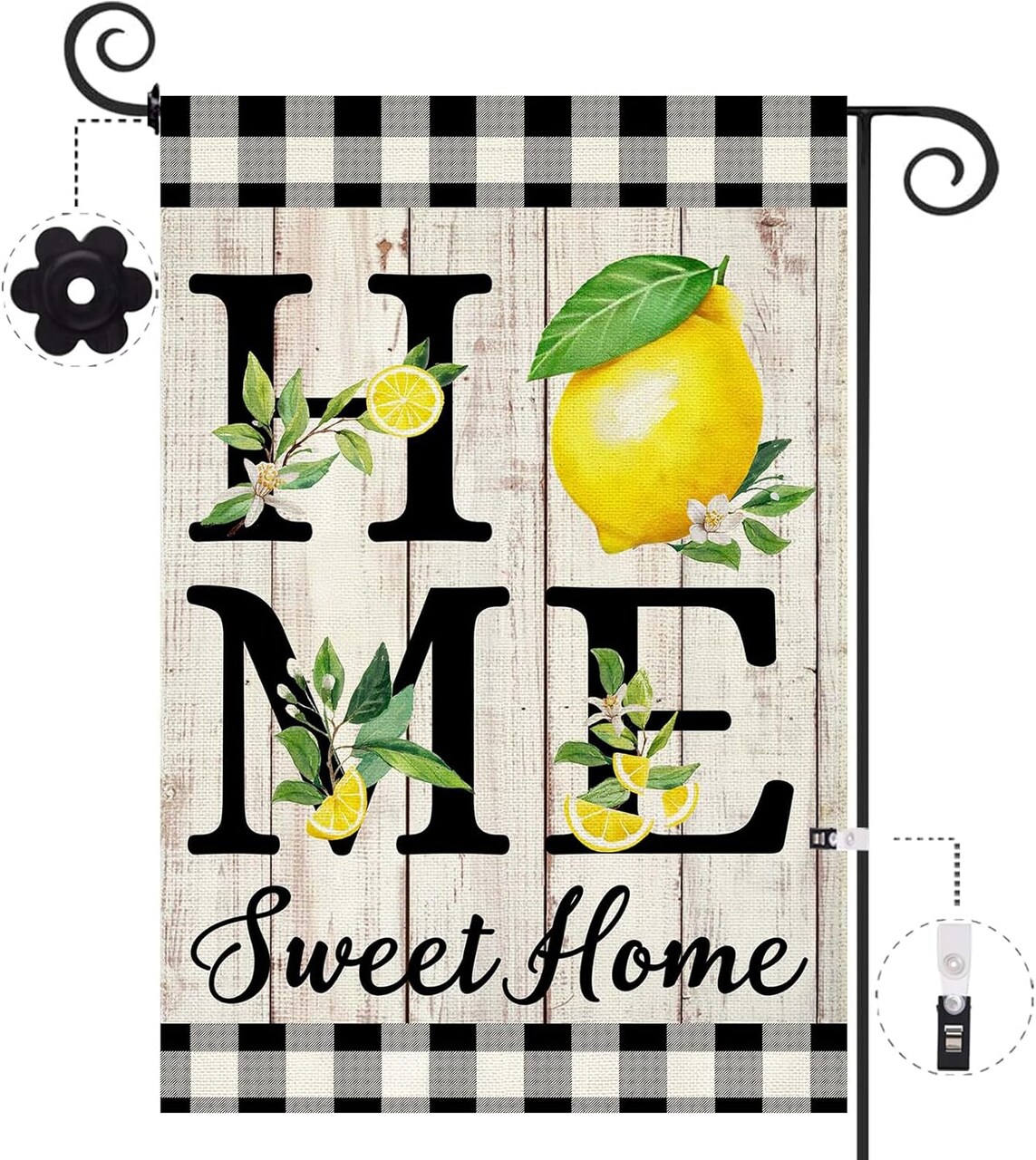 Summer Lemon Garden Flag 12.5 x 18 Inch Double Sided Burlap Home Sweet Home Yellow Fruit Small Yard Flag Farmhouse Holiday Seasonal Outdoor Outside Decoration